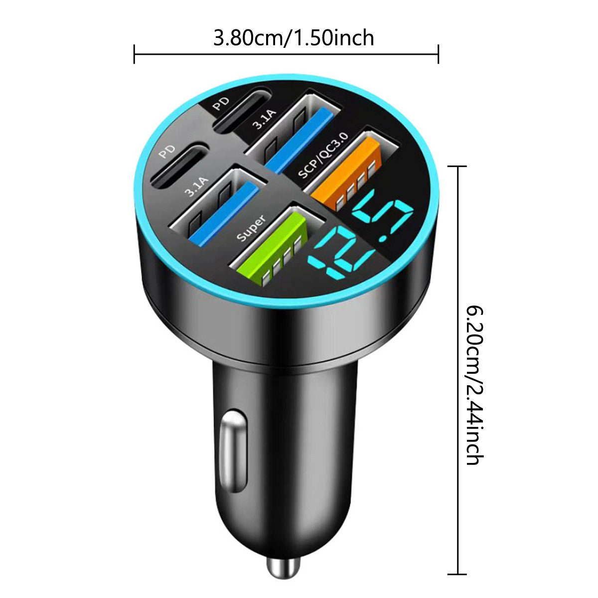 Carregador de carro USB C Tipo C 6 Portas