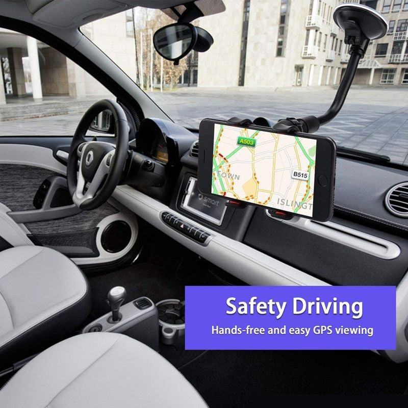 Suporte de Celular para Carro 360° – Ventosa Giratória, Montagem Flexível