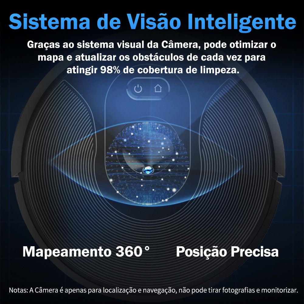 Aspirador Robô ABIR X6 – Navegação Visual, APP com Barreiras Virtuais, Sucção de 6000PA, Mop Inteligente e Lavagem de Pisos e Carpetes