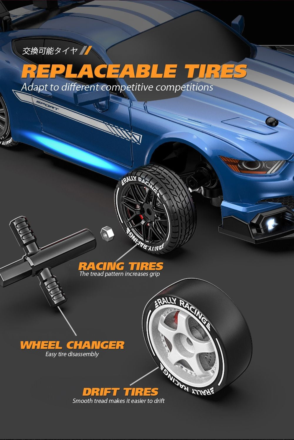 Carro de Controle Remoto Mustang Drift 4WD – Alta Velocidade