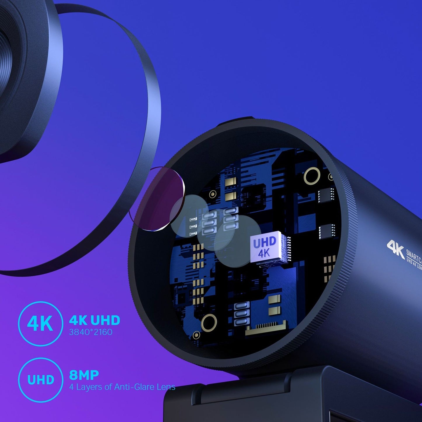 Webcam EMEET S600 4K com Autofoco – Streaming em 1080p a 60FPS