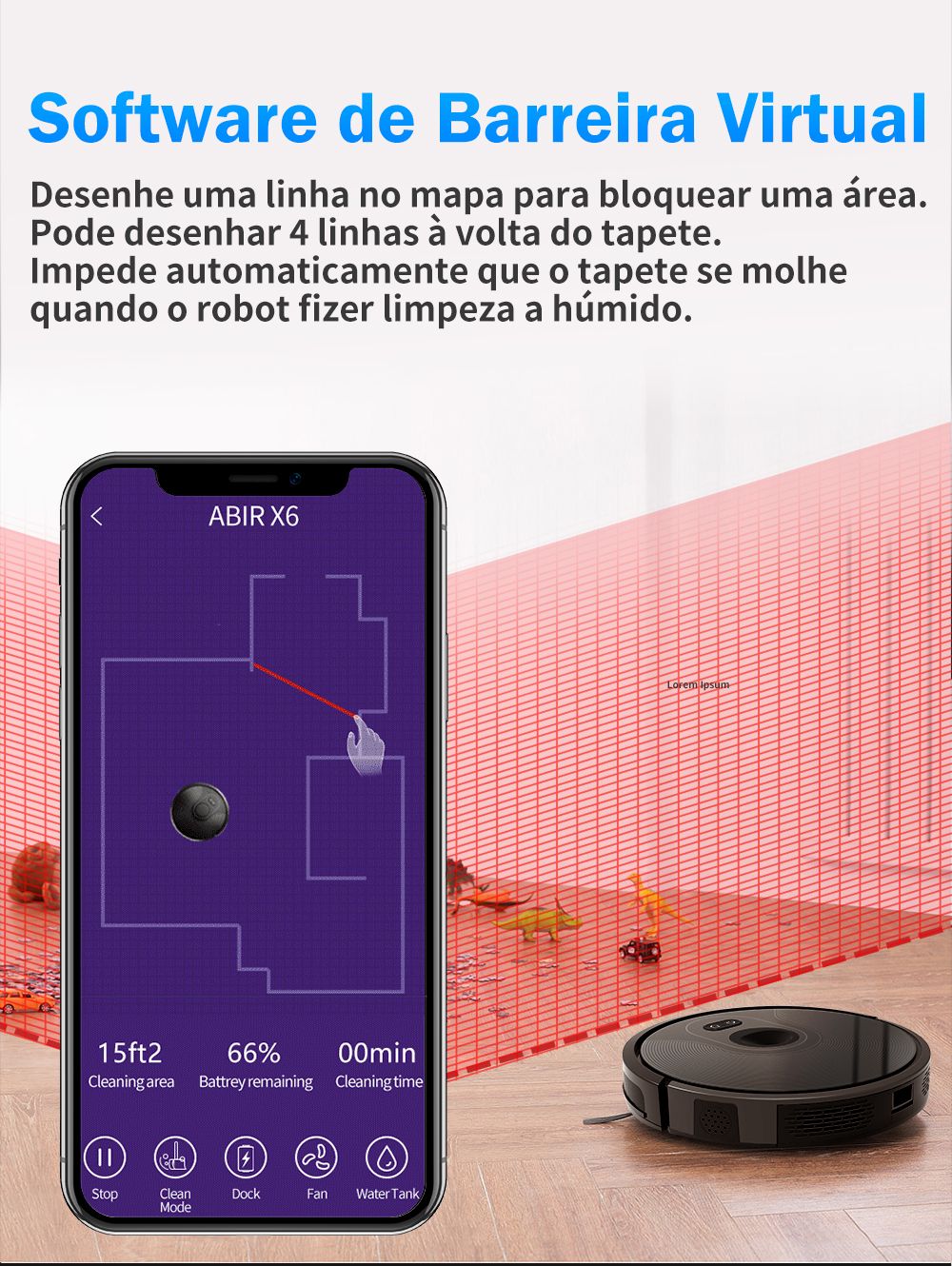 Aspirador Robô ABIR X6 – Navegação Visual, APP com Barreiras Virtuais, Sucção de 6000PA, Mop Inteligente e Lavagem de Pisos e Carpetes