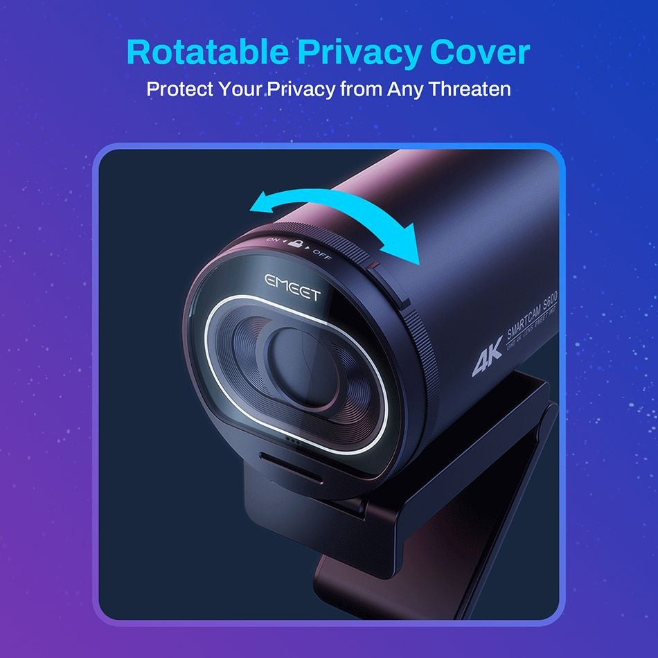 Webcam EMEET S600 4K com Autofoco – Streaming em 1080p a 60FPS