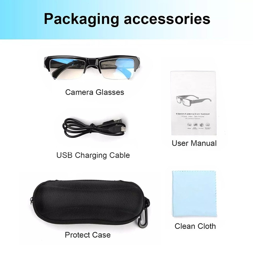 Óculos com Mini Câmera DVR para Fotos e Vídeos 1080p HD