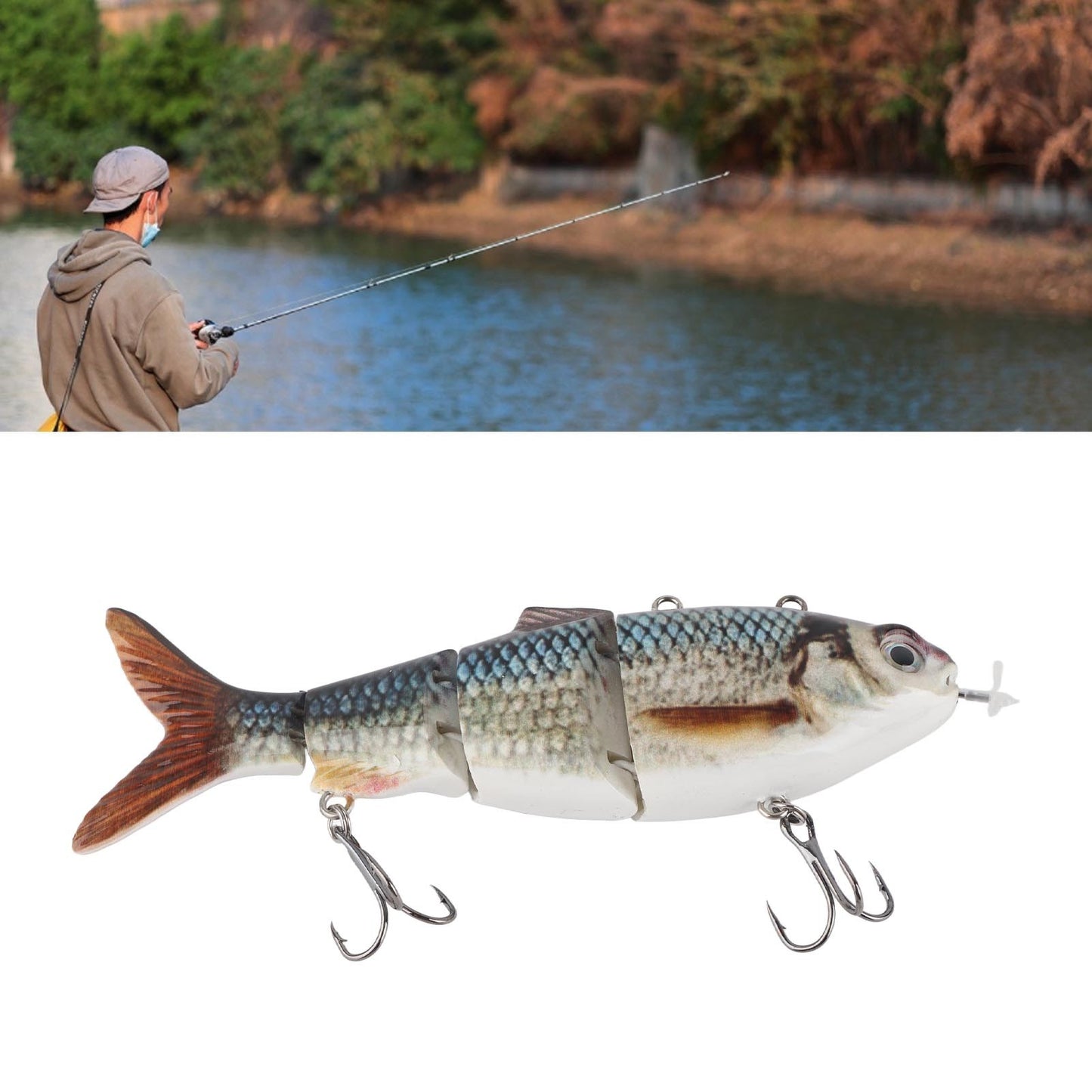 Isca de Pesca Robótica Elétrica Multi-Articulada com Luz LED