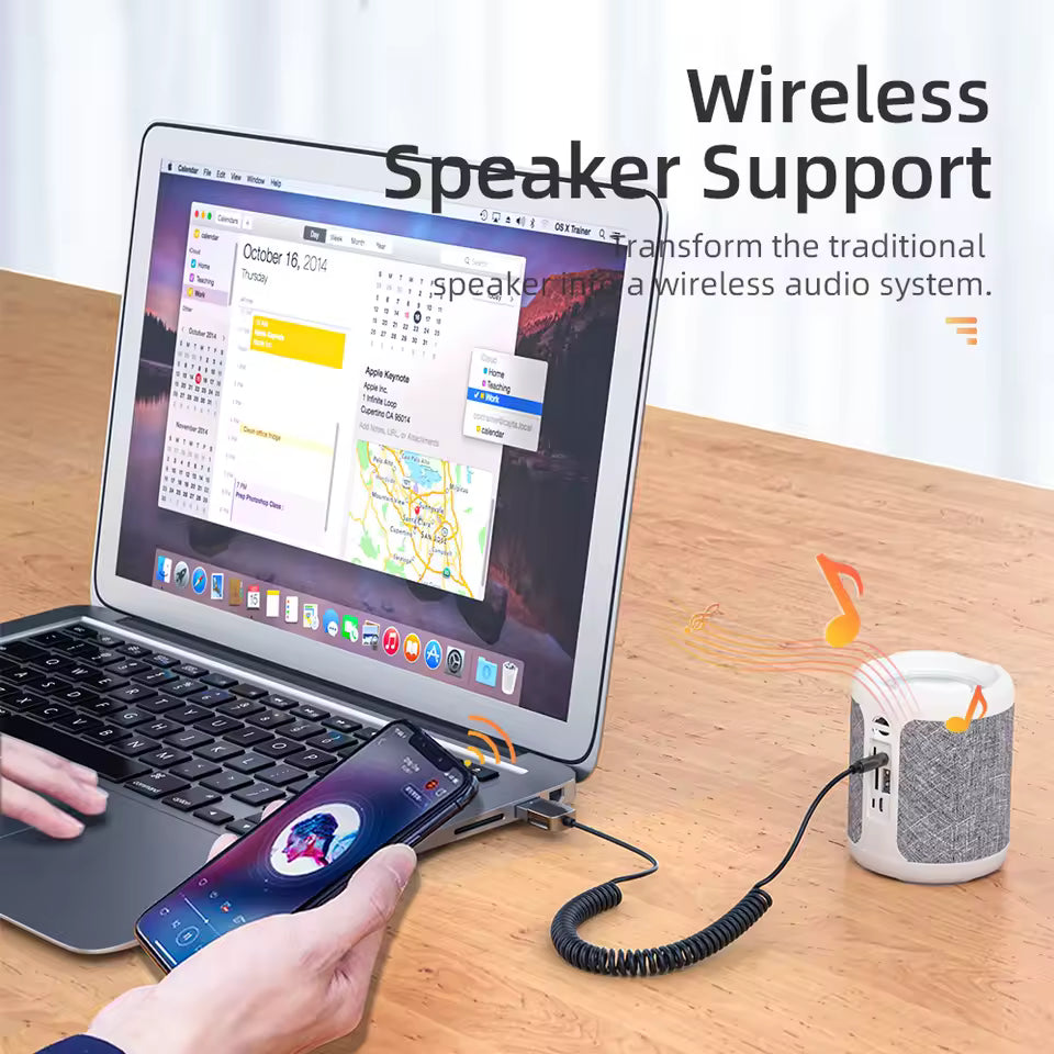 Transmissor e Receptor Bluetooth 5.0 ESSAGER – Áudio Sem Fio para Carro com Cabo Auxiliar P2