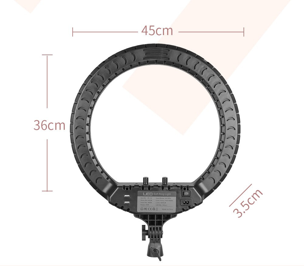 Ring Light LED 18 com Tripé Ajustável e Controle Remoto – Iluminação Profissional para Foto e Vídeo