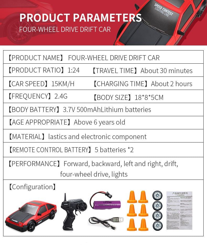 Carro de Controle Remoto Mustang Drift 4WD – Alta Velocidade