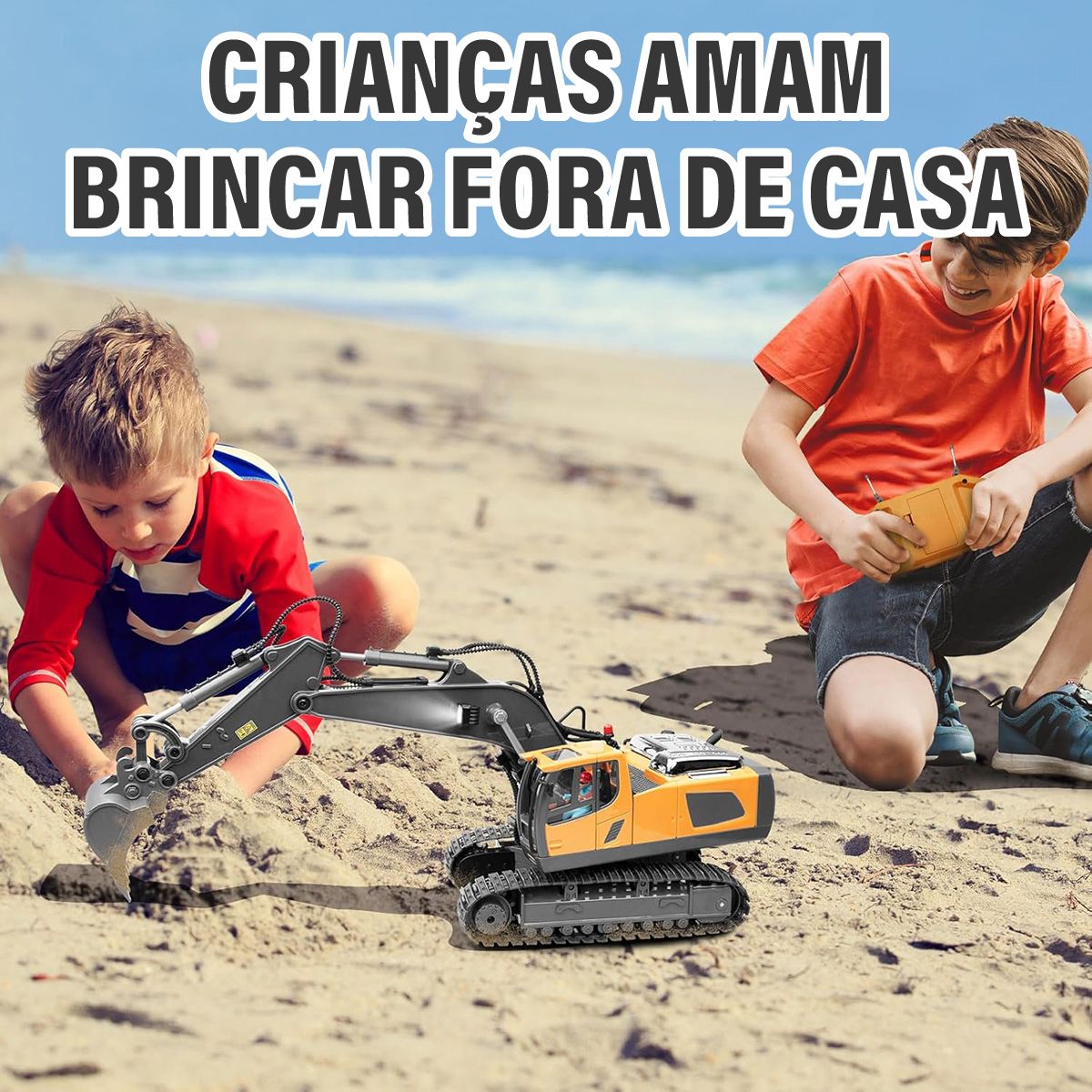 Escavadeira de Controle Remoto RC com Luzes e Sons – Veículo de Construção