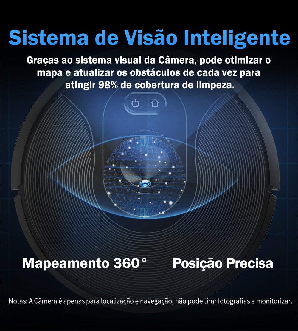Aspirador Robô ABIR X6 – Navegação Visual, APP com Barreiras Virtuais, Sucção de 6000PA, Mop Inteligente e Lavagem de Pisos e Carpetes