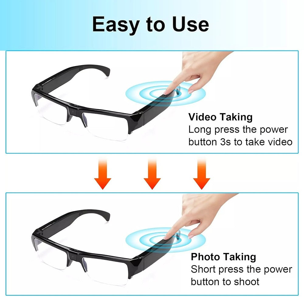 Óculos com Mini Câmera DVR para Fotos e Vídeos 1080p HD