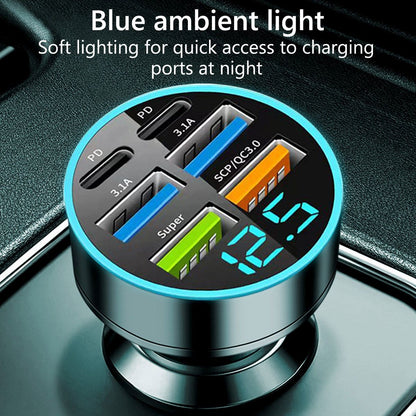 Carregador de carro USB C Tipo C 6 Portas