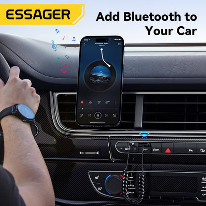 Transmissor e Receptor Bluetooth 5.0 ESSAGER – Áudio Sem Fio para Carro com Cabo Auxiliar P2