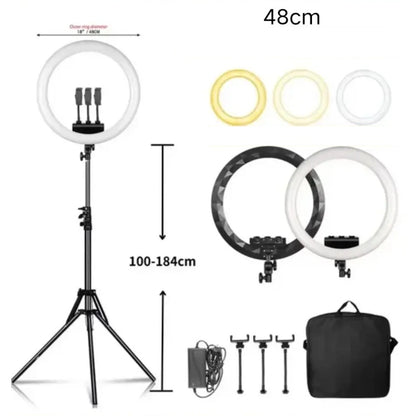 Ring Light LED 18 com Tripé Ajustável e Controle Remoto – Iluminação Profissional para Foto e Vídeo