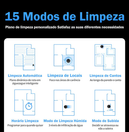 Aspirador Robô ABIR X6 – Navegação Visual, APP com Barreiras Virtuais, Sucção de 6000PA, Mop Inteligente e Lavagem de Pisos e Carpetes