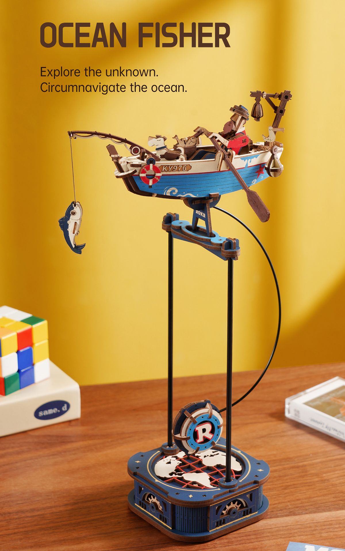 Kit de Construção 3D Robotime ROKR – Balanço por Gravidade em Madeira