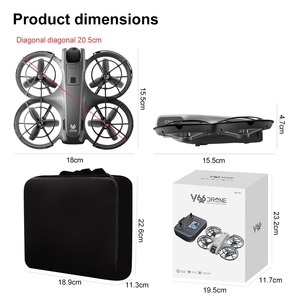 Drone V666 Mini RC com Câmera Dupla 8K HD, Modo Headless e Giroscópio de 6 Eixos