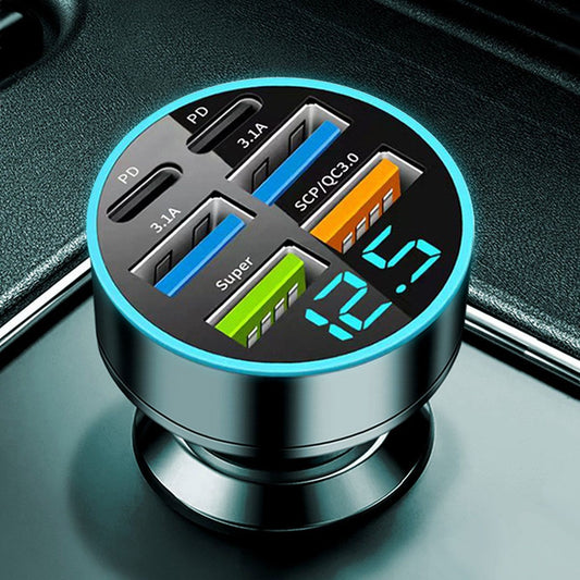 Carregador de carro USB C Tipo C 6 Portas