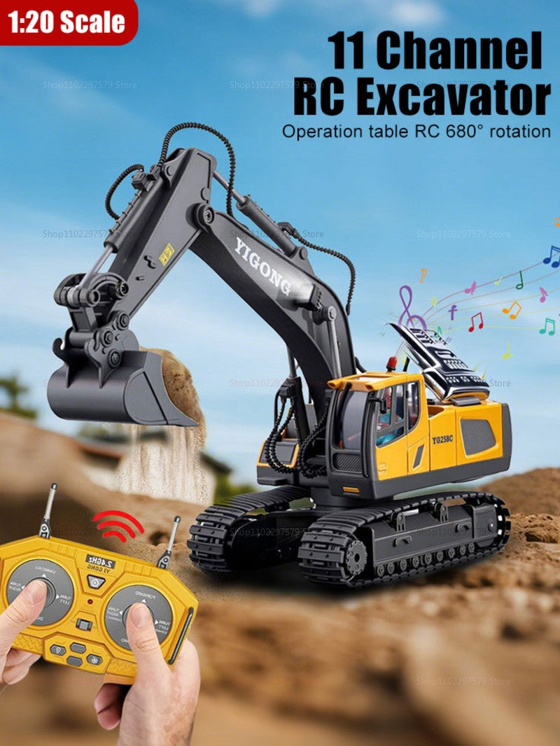 Máquina de Controle Remoto Infantil 2.4G 4WD - Caminhão Basculante, Escavadeira, Pá Carregadeira, Trator de Esteira