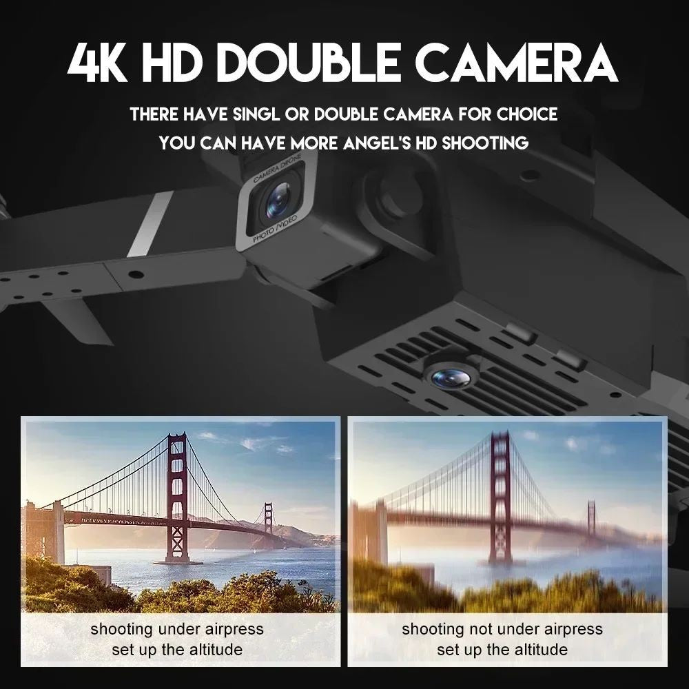 Drone Profissional com Duas Câmera 4K Wide-Angle, Wi-Fi FPV e Estabilizador de Altura