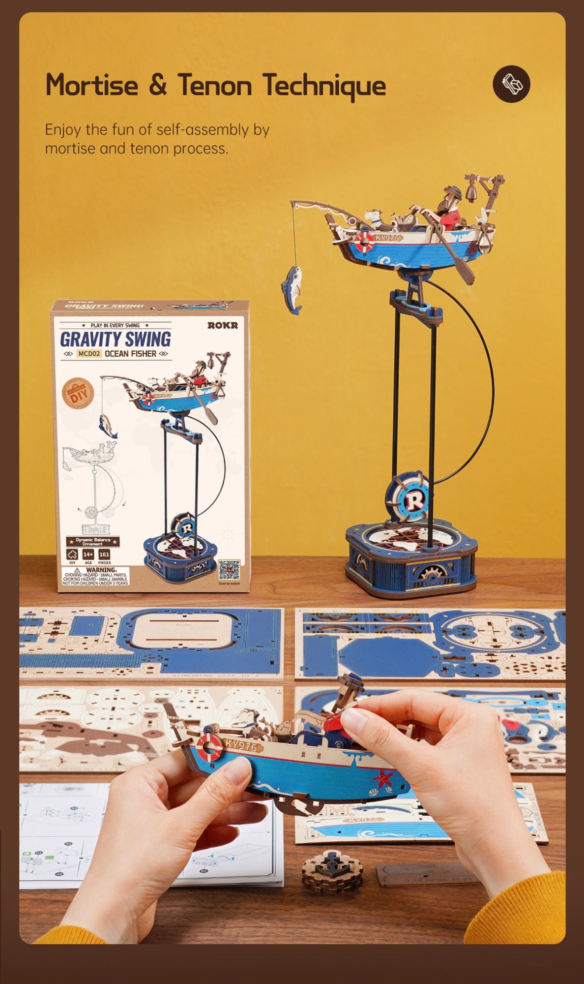 Kit de Construção 3D Robotime ROKR – Balanço por Gravidade em Madeira