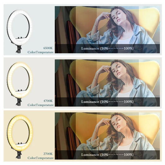 Ring Light LED 18 com Tripé Ajustável e Controle Remoto – Iluminação Profissional para Foto e Vídeo