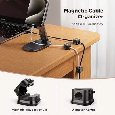 Clipe Organizador de Cabos Magnético 12 Peças – Suporte Adesivo para Organização de Fios