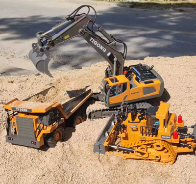 Máquina de Controle Remoto Infantil 2.4G 4WD - Caminhão Basculante, Escavadeira, Pá Carregadeira, Trator de Esteira