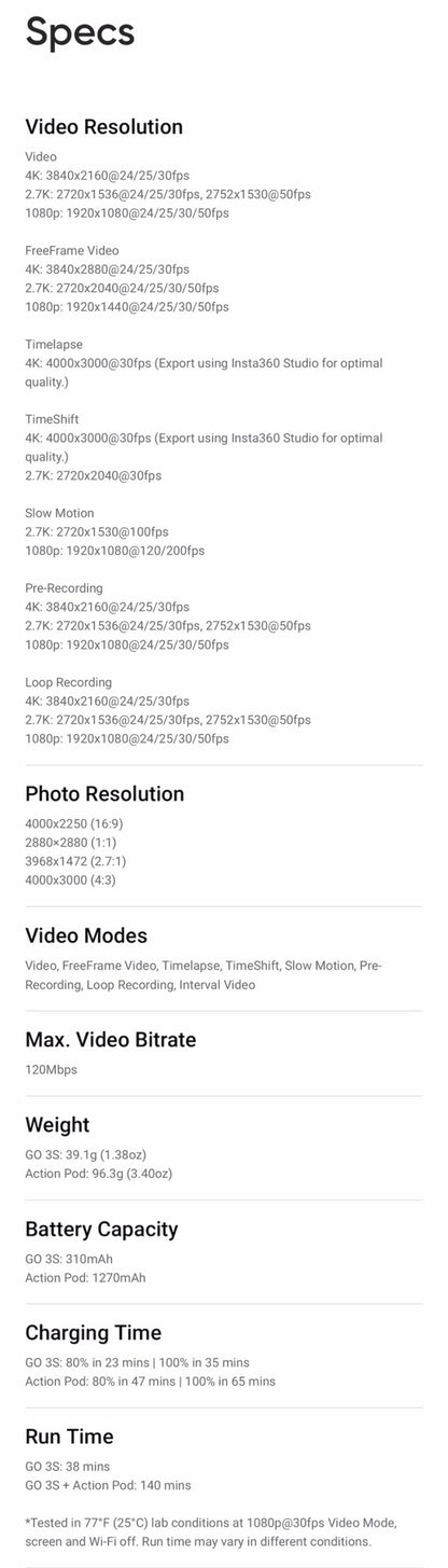 Insta360 GO 3S – Mini Câmera de Ação