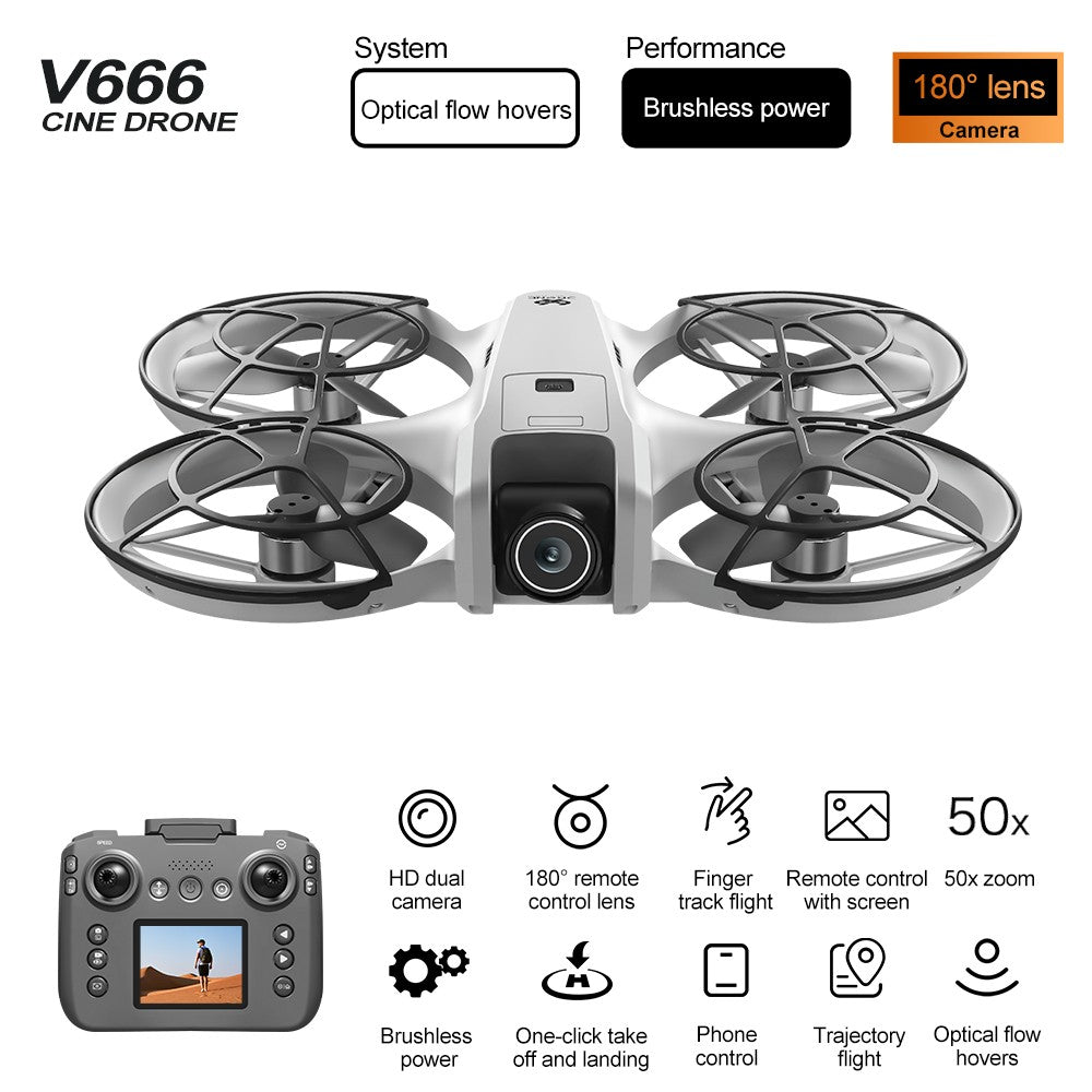 Drone V666 Mini RC com Câmera Dupla 8K HD, Modo Headless e Giroscópio de 6 Eixos