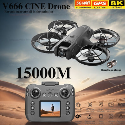 Drone V666 Mini RC com Câmera Dupla 8K HD, Modo Headless e Giroscópio de 6 Eixos
