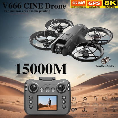 Drone V666 Mini RC com Câmera Dupla 8K HD, Modo Headless e Giroscópio de 6 Eixos